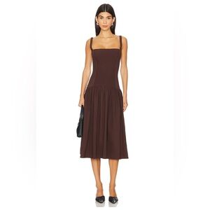 Smocked Drop Waist Midi Dress in Muted Eggplant
WeWoreWhat -  Size Medium NWT